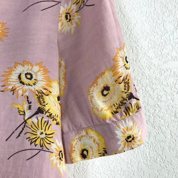 Madewell Pink Linen Blend Plaza Dutch Dandelion Print Top Size XX-Small - Picture 4 of 9